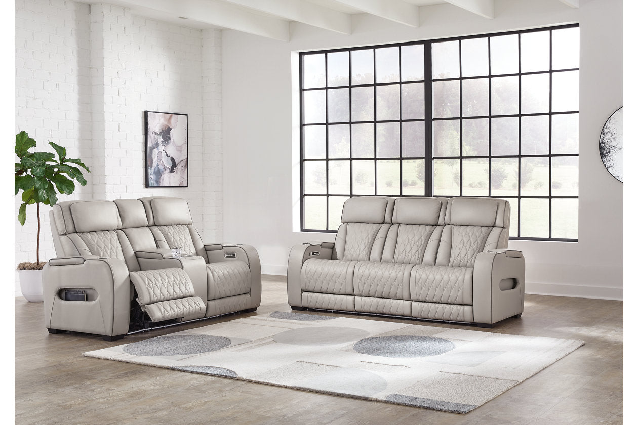 Boyington Gray Power Reclining Living Room Set -  Ashley - Luna Furniture