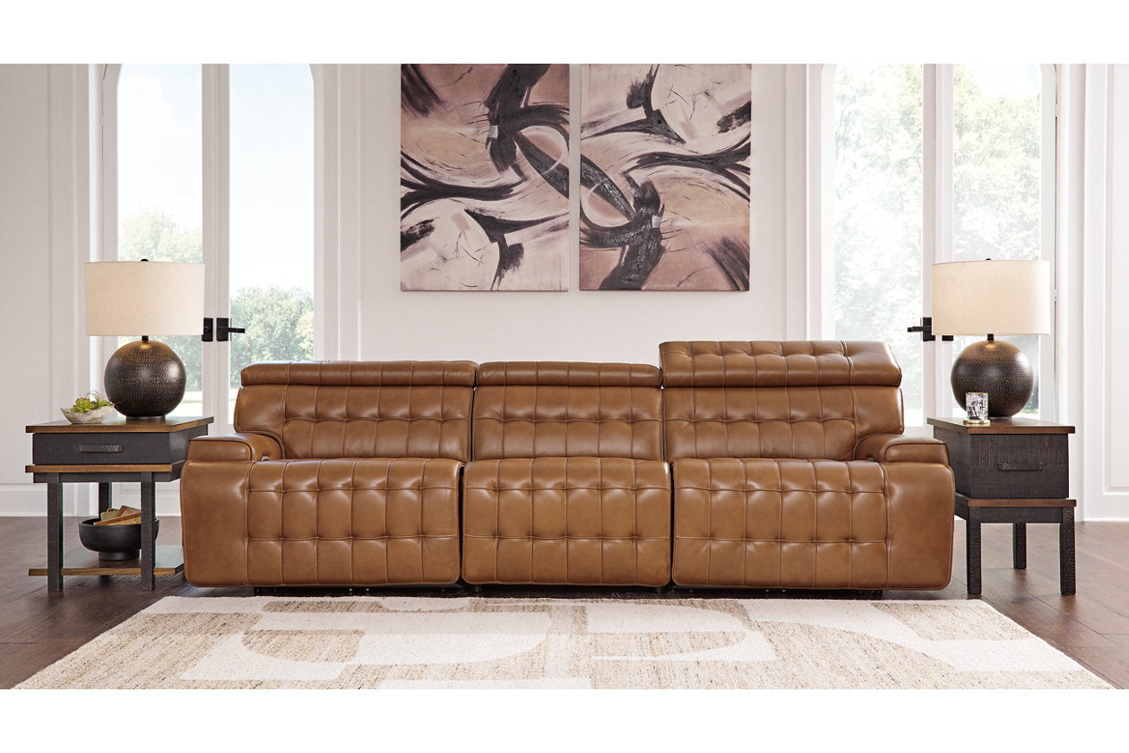 Temmpton Chocolate 3-Piece Power Reclining Sectional Sofa -  Ashley - Luna Furniture