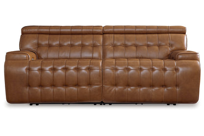 Temmpton Chocolate 2-Piece Power Reclining Sectional Loveseat -  Ashley - Luna Furniture