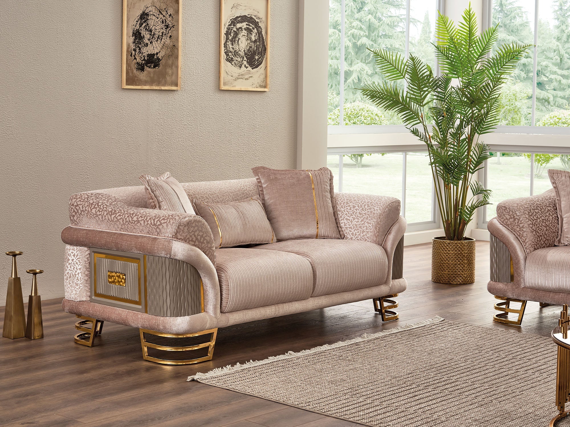 Versace Stationary Loveseat in Cream