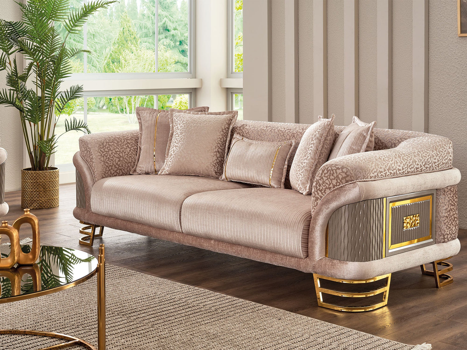 Versace Stationary Sofa in Cream