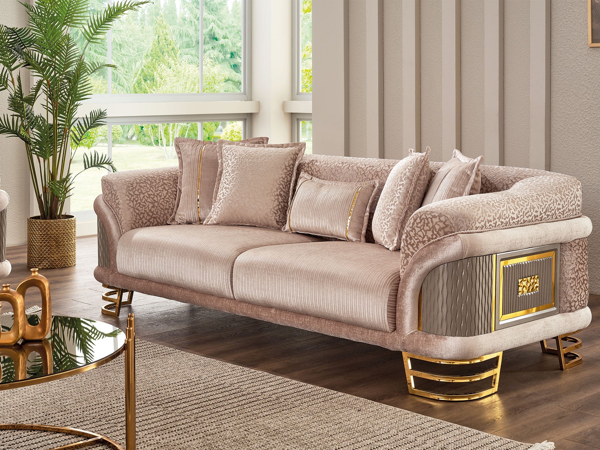 Versace Stationary Sofa in Cream