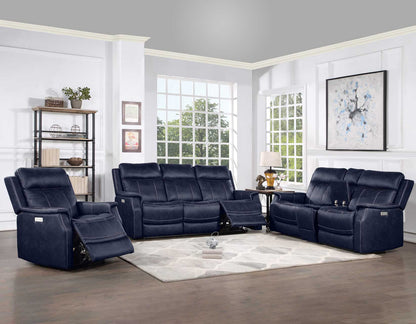 Valencia Ocean Blue Dual-Power Reclining Console Loveseat