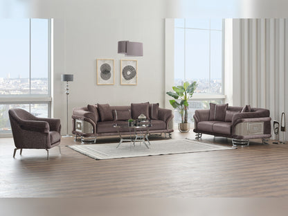 Versace 3-pieces (Sofa &amp; Loveseat &amp; Chair) Livingroom Set in Dark Grey