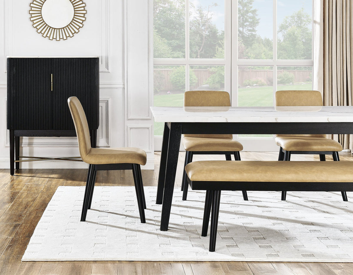 Vida Black/Sand Marble Top Dining Room Set