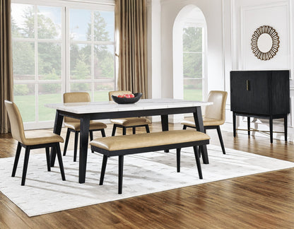 Vida Black/Sand Marble Top Dining Room Set