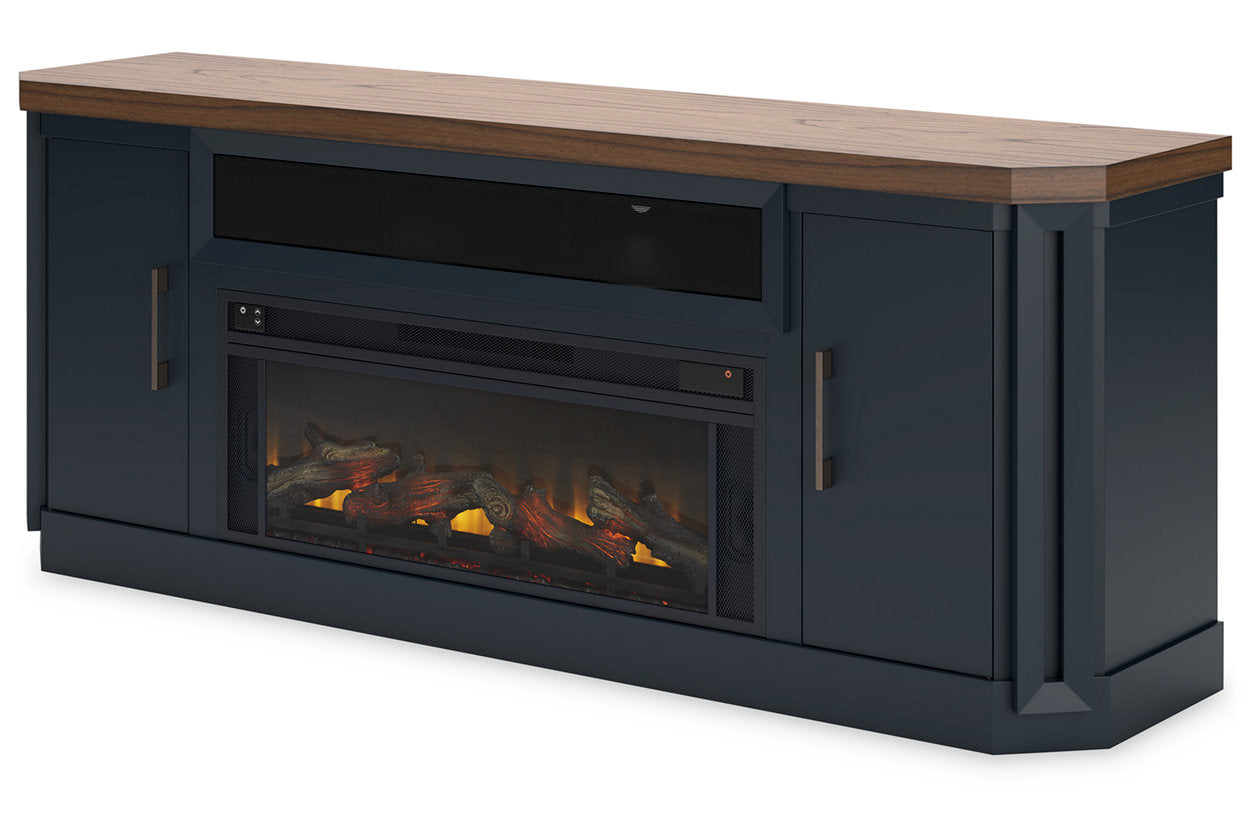 Landocken Two-tone 83" TV Stand with Electric Fireplace -  Ashley - Luna Furniture