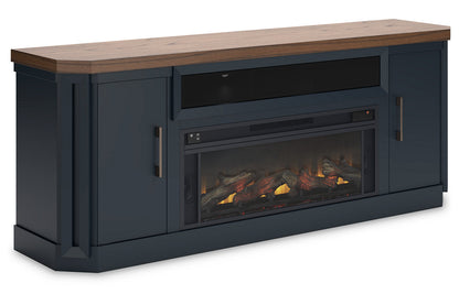 Landocken Two-tone 83" TV Stand with Electric Fireplace -  Ashley - Luna Furniture