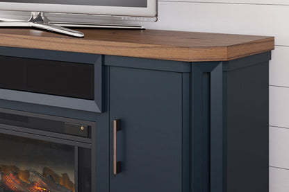 Landocken Two-tone 83" TV Stand with Electric Fireplace -  Ashley - Luna Furniture