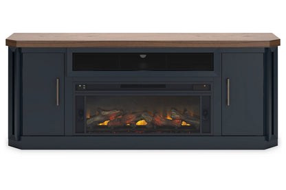 Landocken Two-tone 83" TV Stand with Electric Fireplace -  Ashley - Luna Furniture