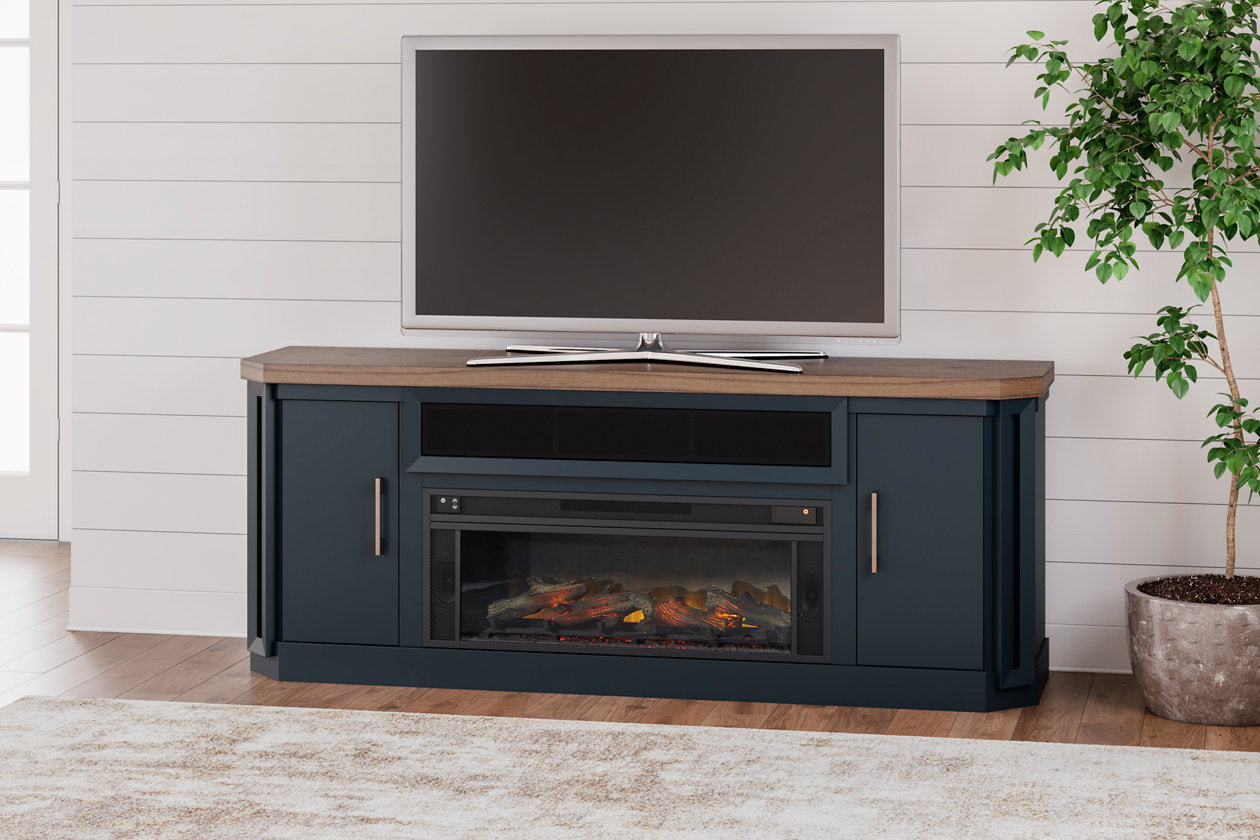 Landocken Two-tone 83" TV Stand with Electric Fireplace -  Ashley - Luna Furniture
