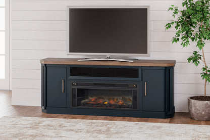 Landocken Two-tone 83" TV Stand with Electric Fireplace -  Ashley - Luna Furniture