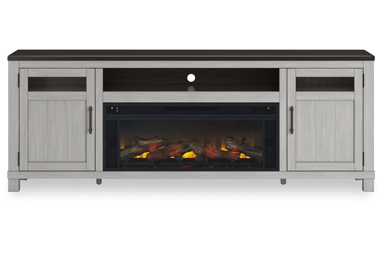 Darborn Gray/Brown 88" TV Stand with Electric Fireplace -  Ashley - Luna Furniture