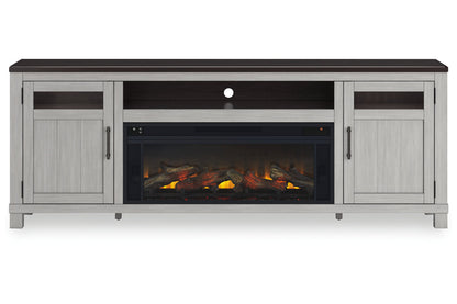 Darborn Gray/Brown 88" TV Stand with Electric Fireplace -  Ashley - Luna Furniture