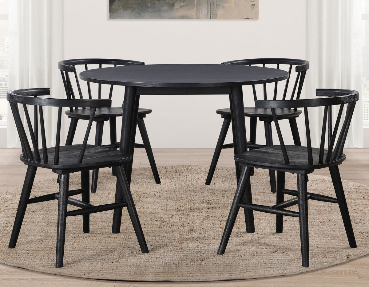 Willow Black Round Dining Room Set