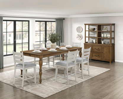 Wyatt Brown/Weathered White/Gray 91" Extendable Counter Height Set