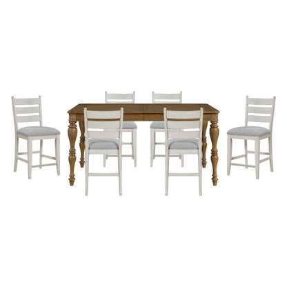 Wyatt Brown/Weathered White/Gray 91" Extendable Counter Height Set