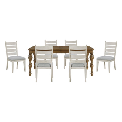 Wyatt Brown/Weathered White/Gray 91" Extendable Dining Room Set