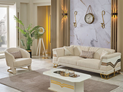 Zen 3-pieces (Sofa &amp; Loveseat &amp; Chair) Livingroom Set in Cream