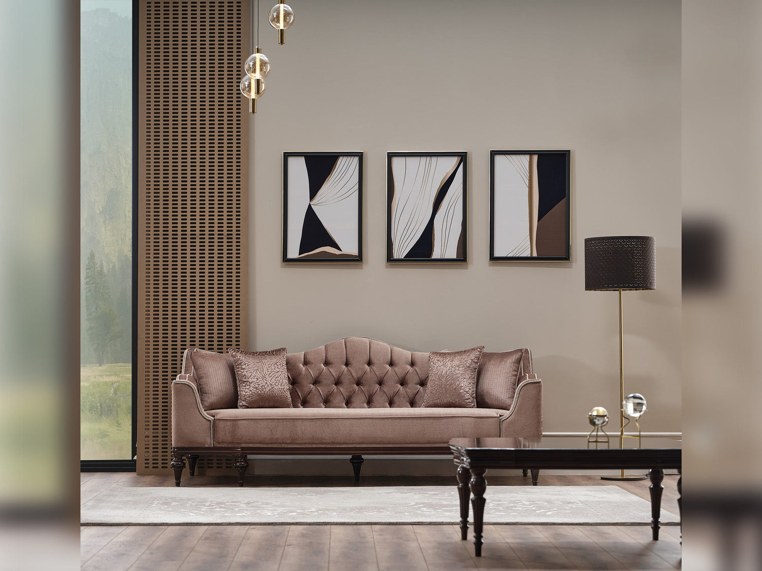 Zumrut Stationary Sofa in Light Brown