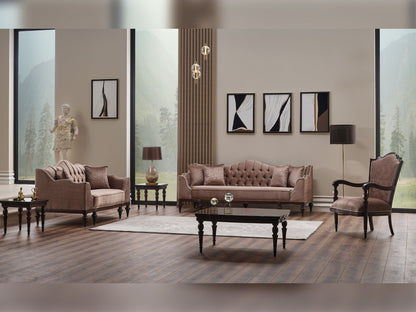 Zumrut 3-pieces (Sofa &amp; Loveseat &amp; Chair) Livingroom Set in Light Brown
