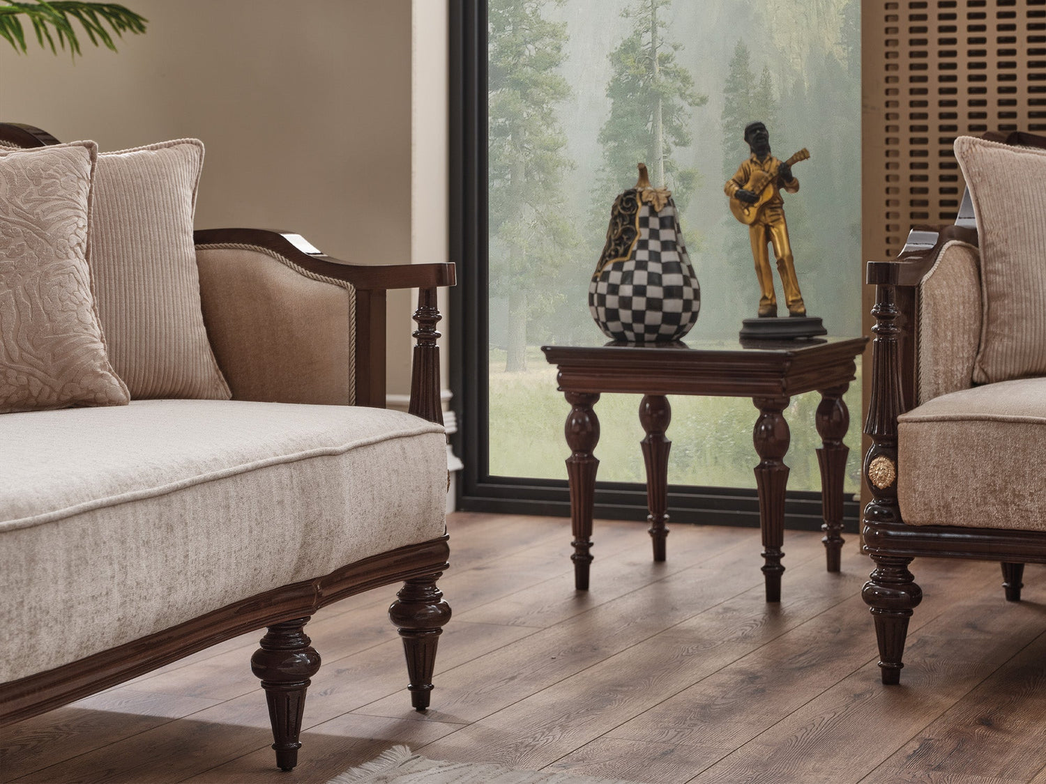 Zumrut Lux Stationary Loveseat in Beige