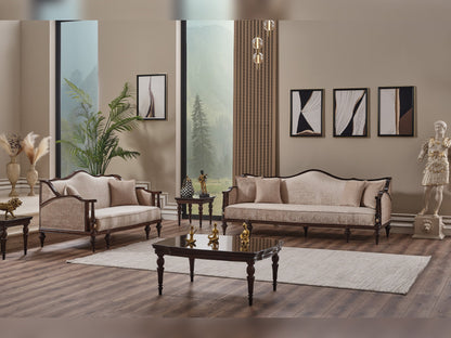 Zumrut Lux 3-pieces (Sofa &amp; Loveseat &amp; Chair) Livingroom Set in Beige