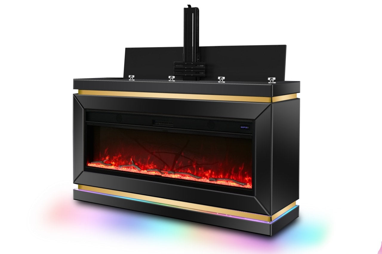 A93 TV STAND W/FIREPLACE (BLACK) - A93