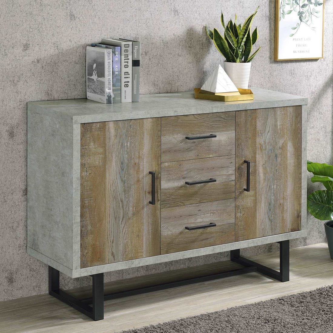 Abelardo Weathered Oak/Cement 3-Drawer Accent Cabinet - 953565 - Bien Home Furniture &amp; Electronics