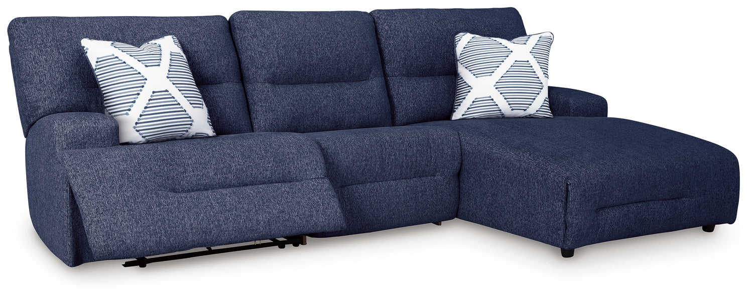 Acklen Place Navy 3-Piece Power Reclining Sectional - 93607S6