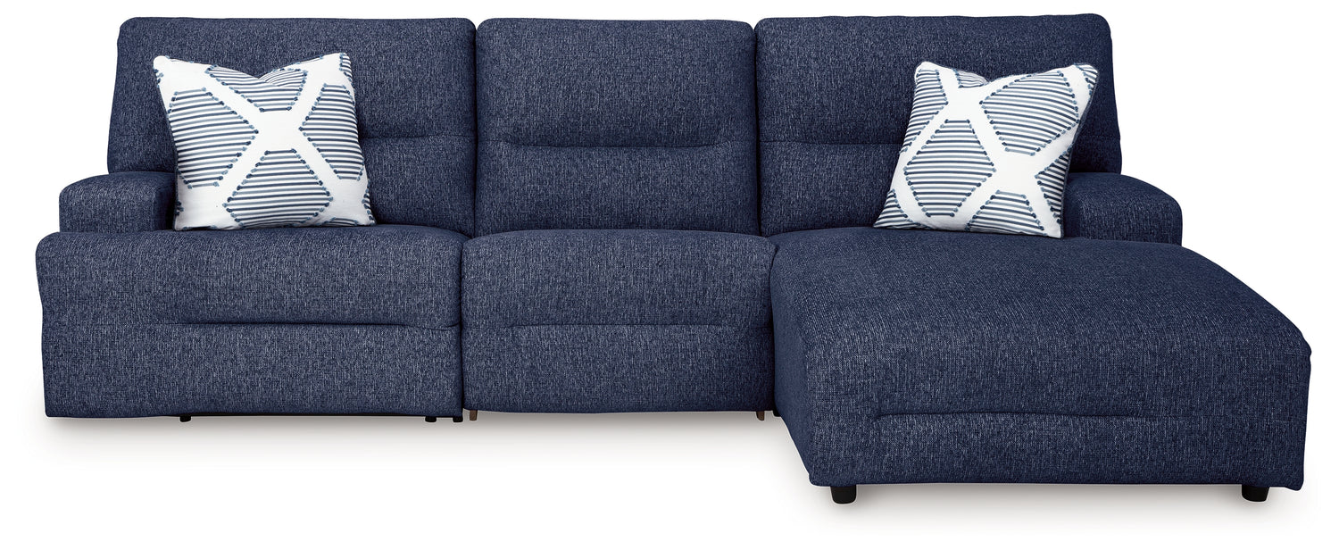 Acklen Place Navy 3-Piece Power Reclining Sectional - 93607S6