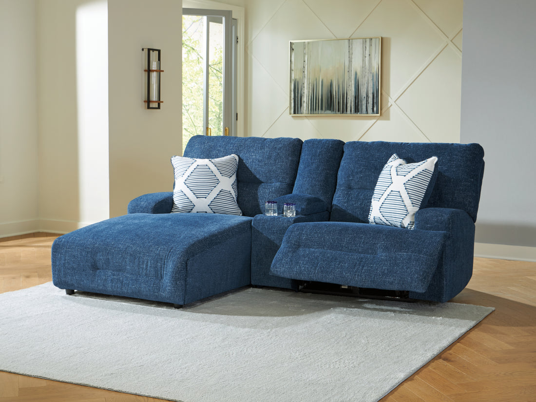 Acklen Place Navy 3-Piece Power Reclining Sectional Sofa with Chaise - 93607S5