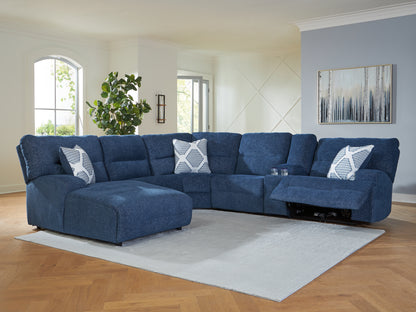 Acklen Place Navy 6-Piece Power Reclining Sectional with Chaise - 93607S2