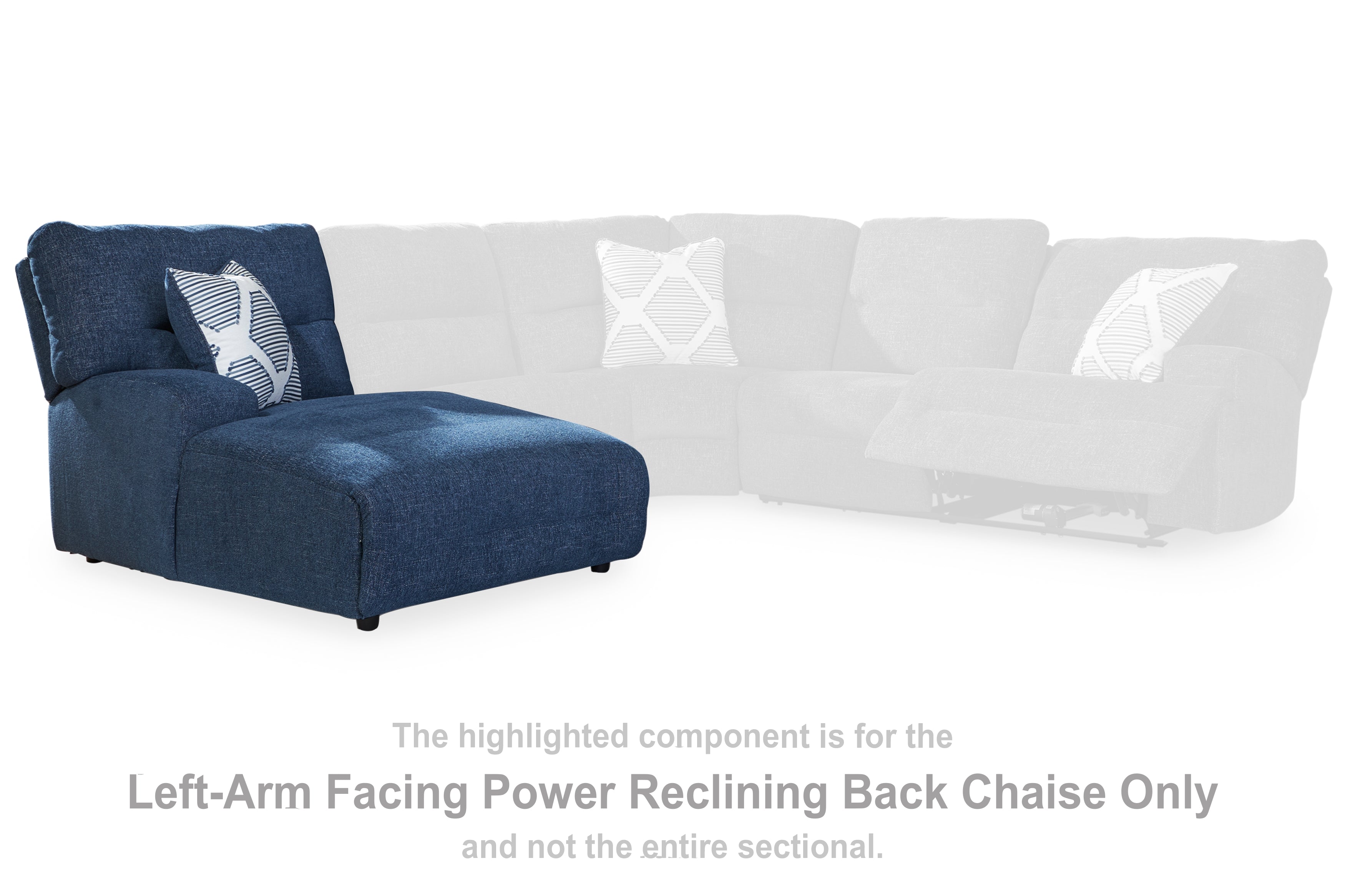 Acklen Place Navy Left-Arm Facing Power Press Back Chaise - 9360779