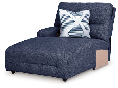 Acklen Place Navy Left-Arm Facing Power Press Back Chaise - 9360779