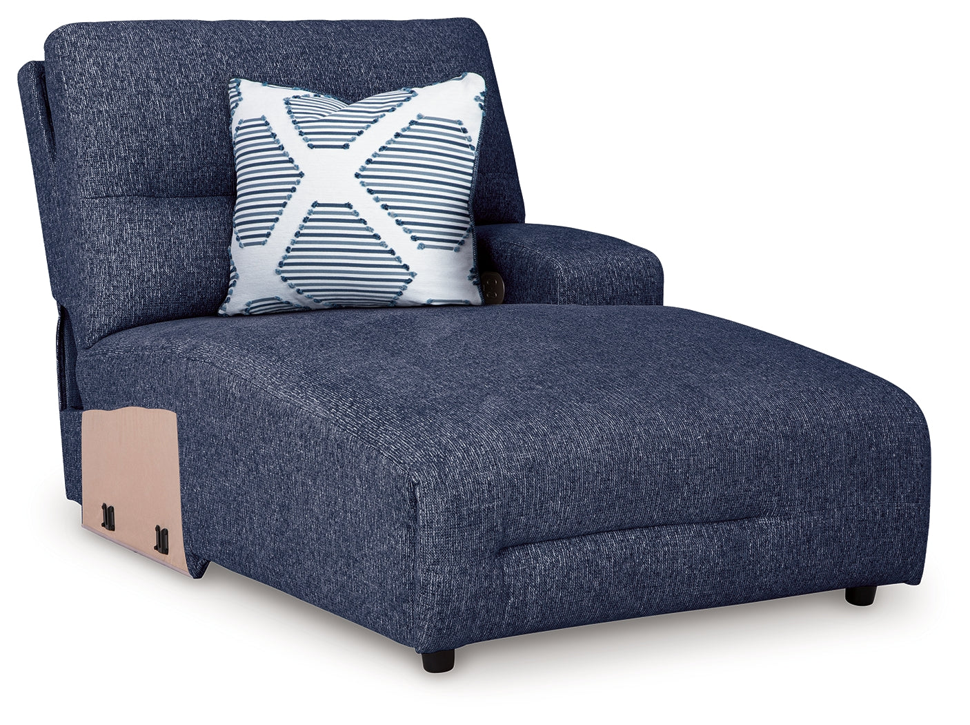 Acklen Place Navy Right-Arm Facing Power Press Back Chaise - 9360797