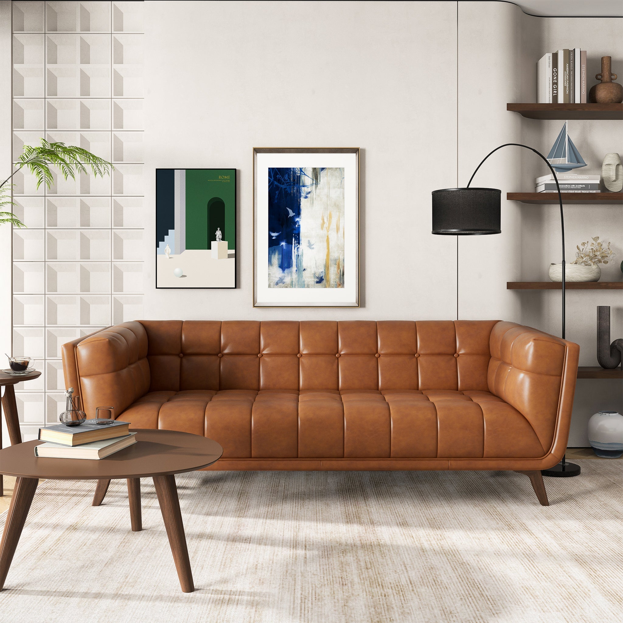 Addison Leather Sofa (84" Cognac) - SOF00302331