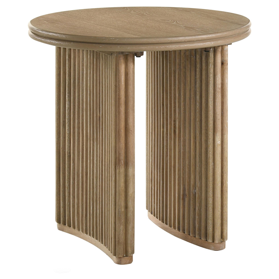 Adina Round Wood Side End Table Distressed Light Brown - 722937