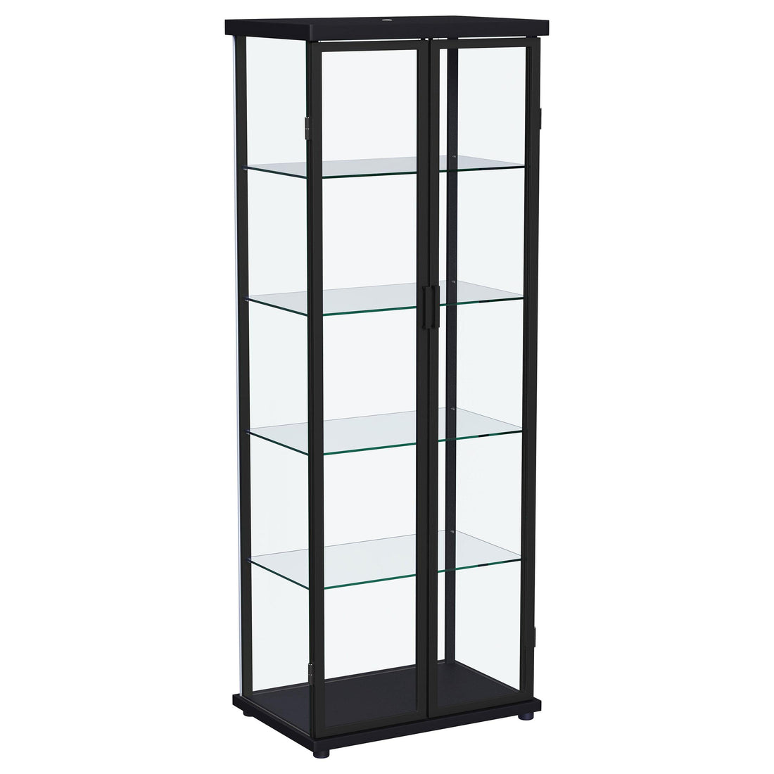 Aero 5-shelf Display Curio Cabinet with LED and Clear Tempered Glass Shelves Black - 950400