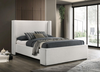 Alamosa Boucle Upholstered Queen Wingback Bed White - 310078Q