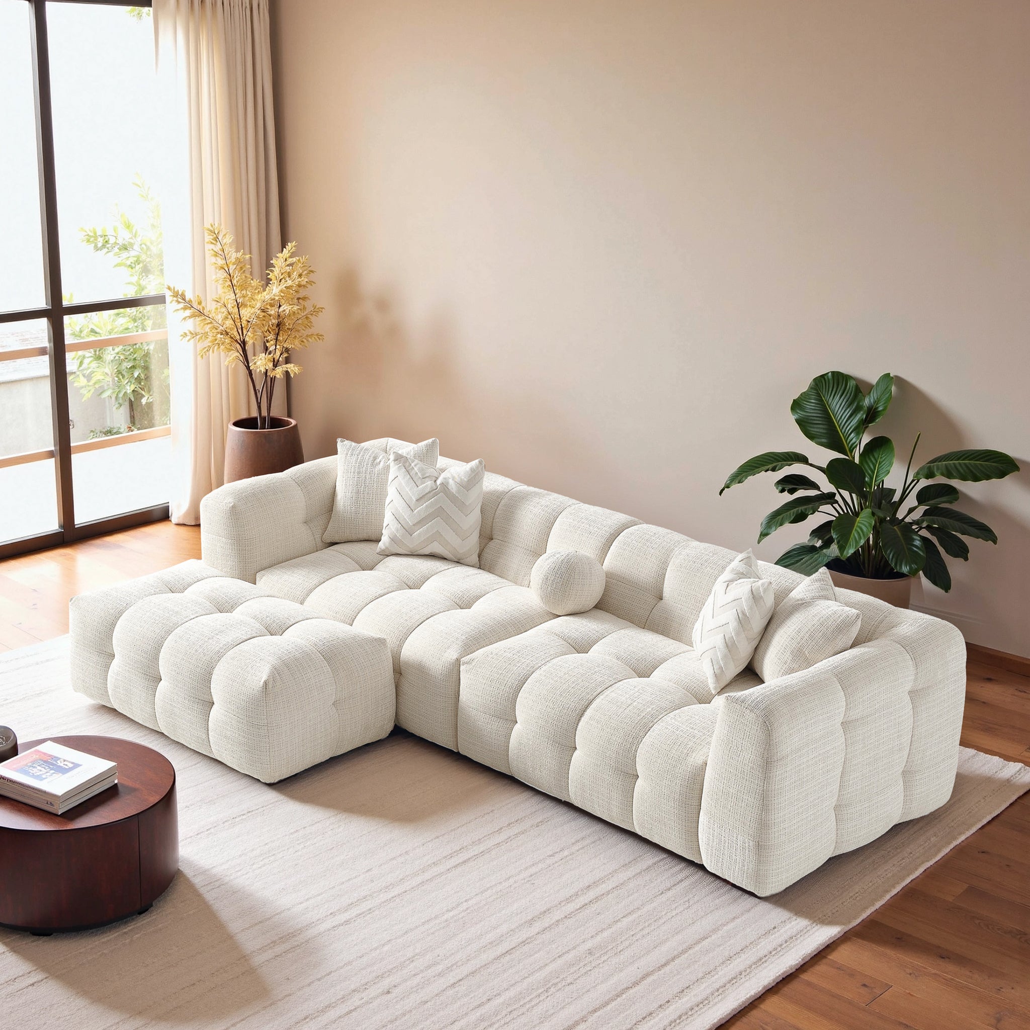 Alana Tufted Ivory Chenille Modular Sectional Sofa - MSC02600801