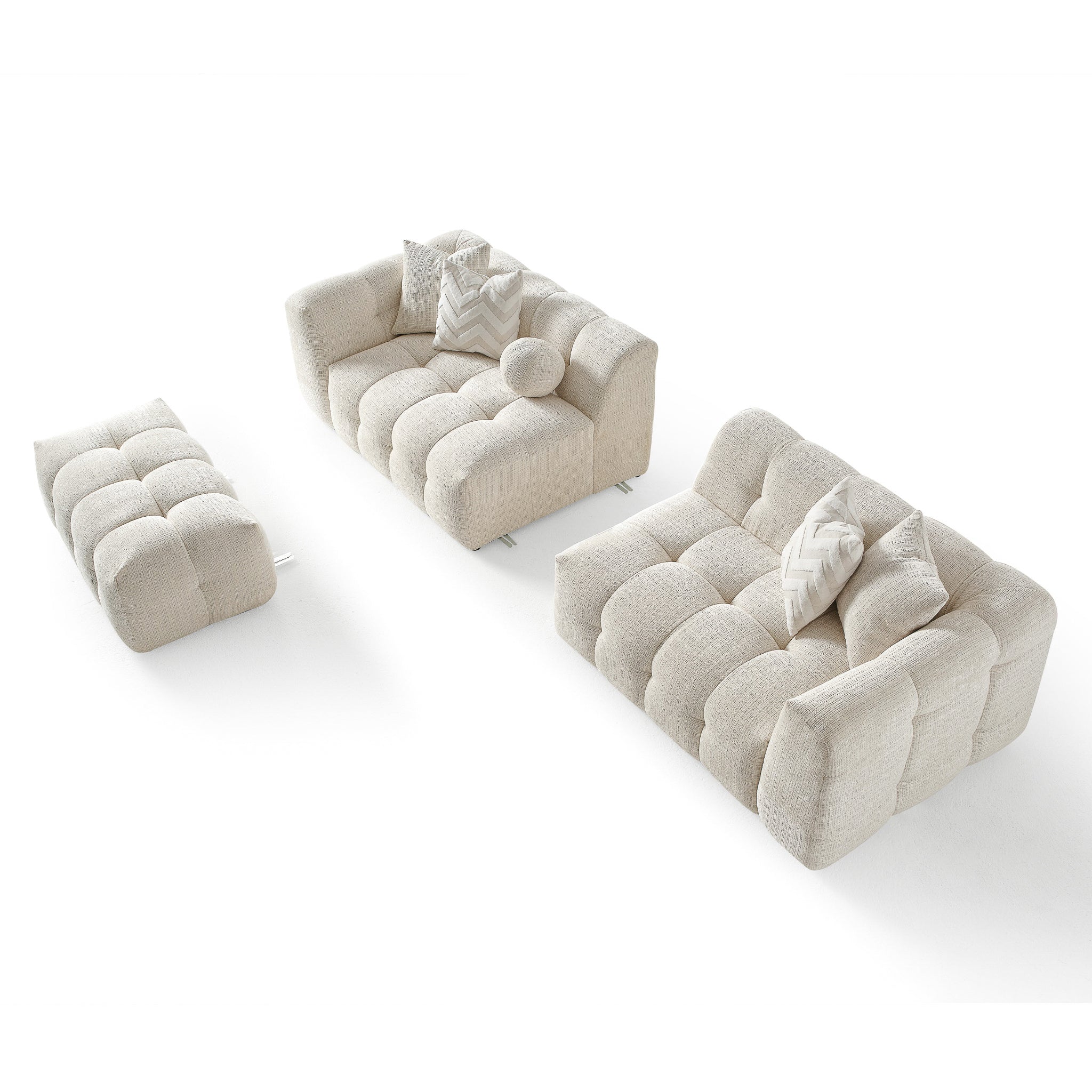 Alana Tufted Ivory Chenille Modular Sectional Sofa - MSC02600801