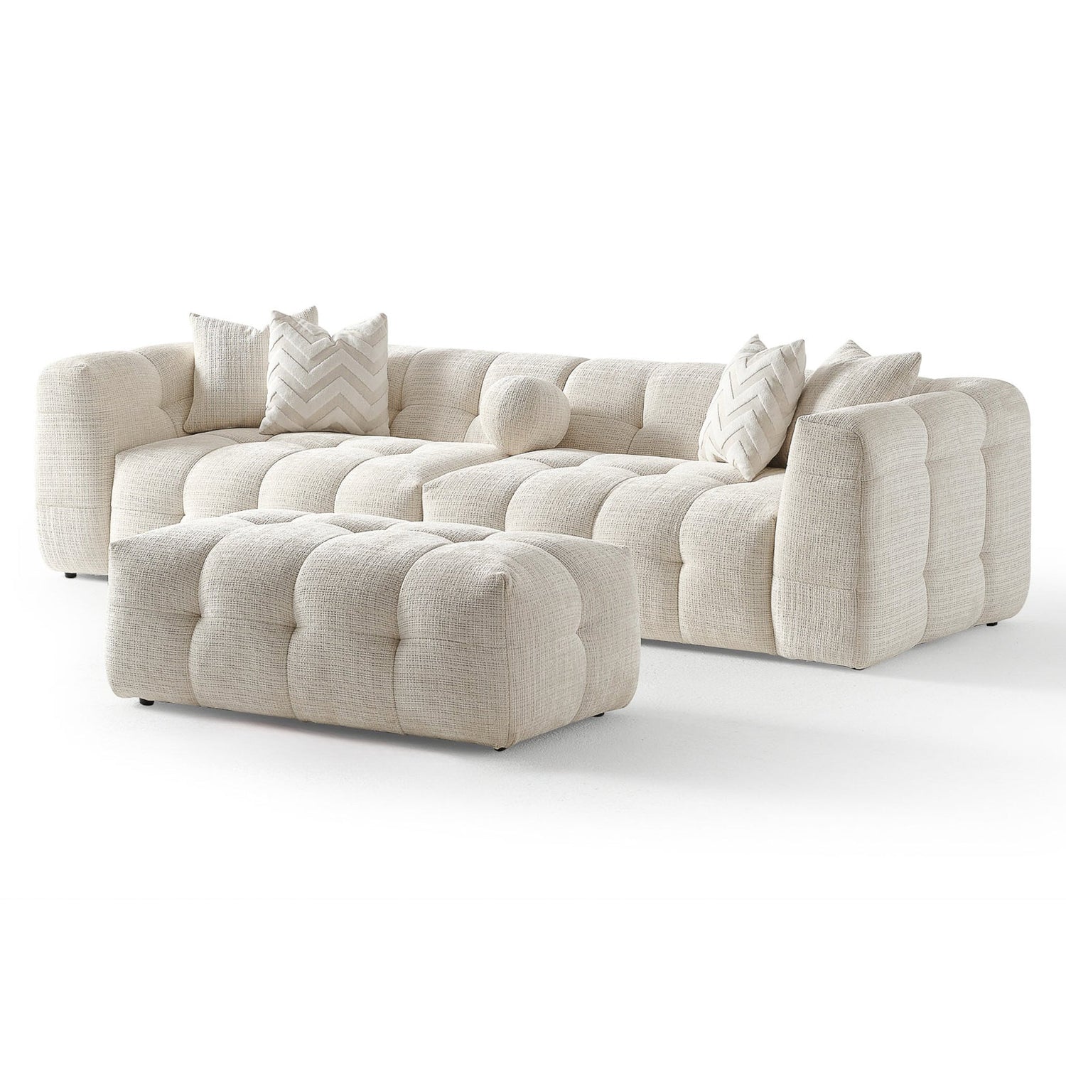 Alana Tufted Ivory Chenille Modular Sectional Sofa - MSC02600801