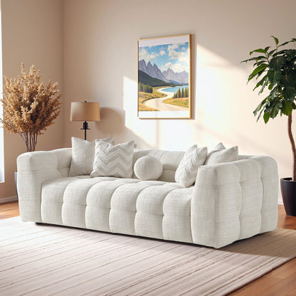 Alana Tufted Ivory Chenille Sofa - SOF02600211
