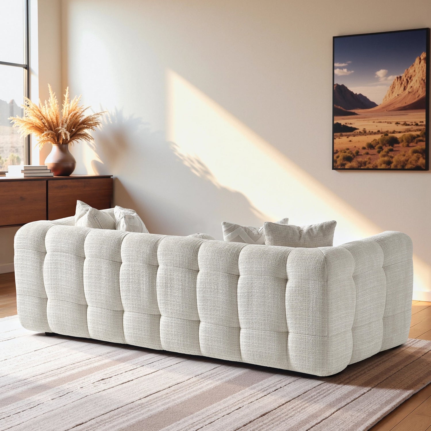 Alana Tufted Ivory Chenille Sofa - SOF02600211
