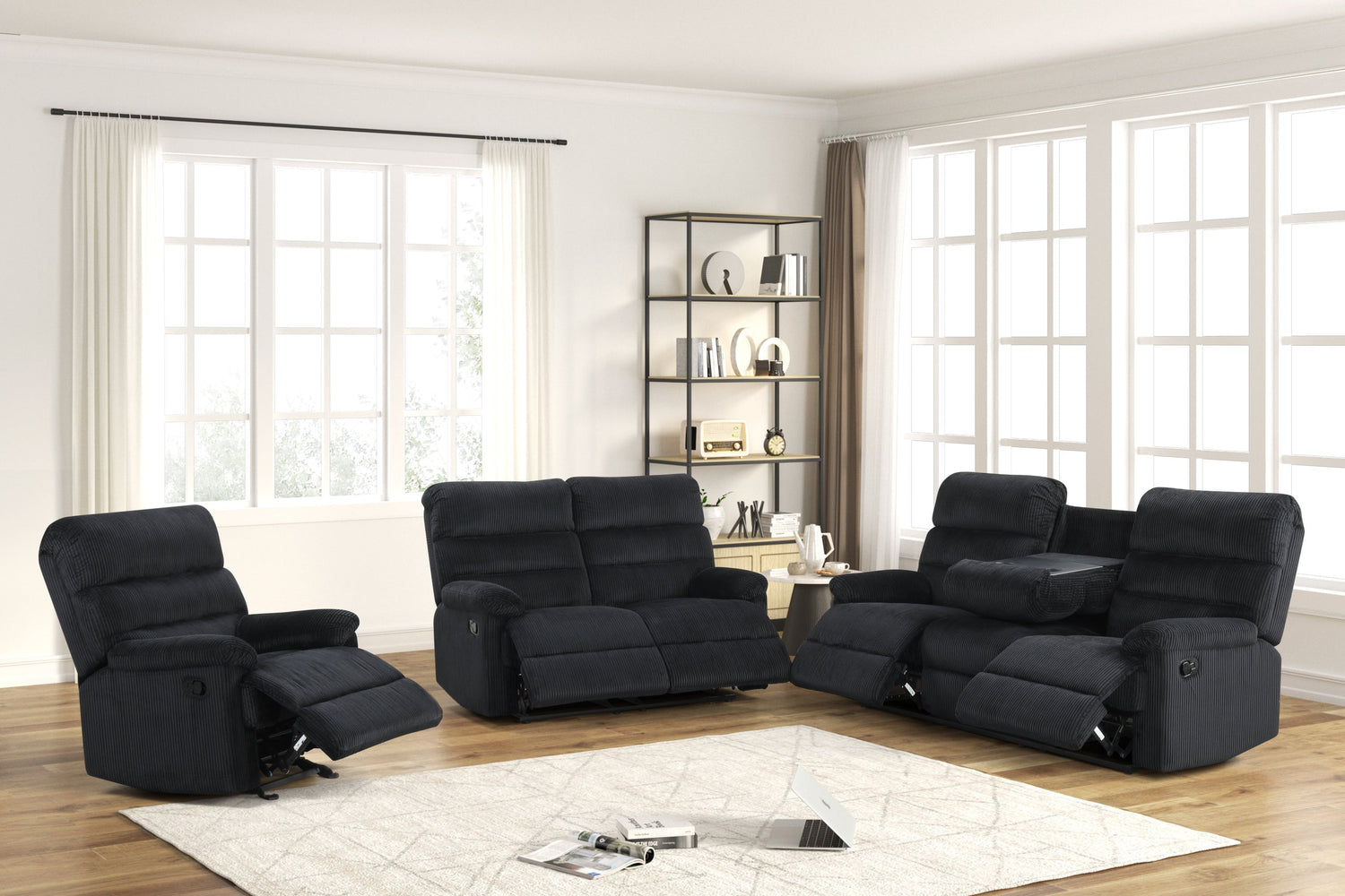 Albert Black - 3PC Reclining Set - ALBERT BLACK 3PC