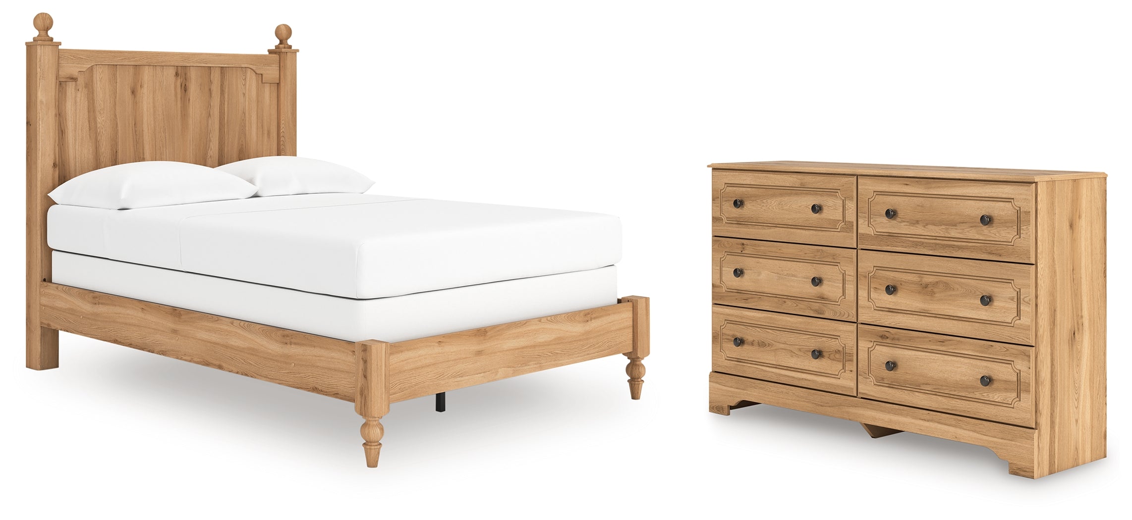 Aleaport Full Panel Bed with Dresser in Warm Brown from Ashley - Luna Furniture