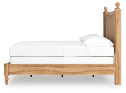 Aleaport Full Panel Bed with Mirrored Dresser in Warm Brown from Ashley - Luna Furniture