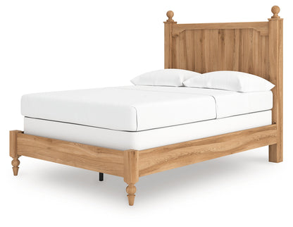 Aleaport Full Panel Bed with Mirrored Dresser in Warm Brown from Ashley - Luna Furniture
