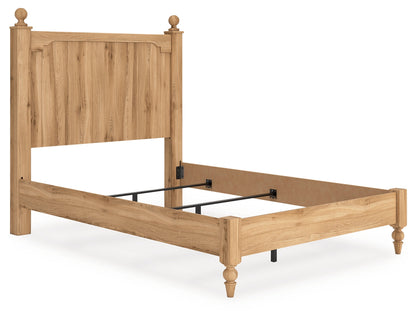 Aleaport Full Panel Bed with Mirrored Dresser in Warm Brown from Ashley - Luna Furniture